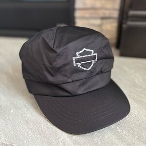 Harley Davidson Women Bedazzled Rhinestone Spirited Biker Bar Shield Logo Hat M